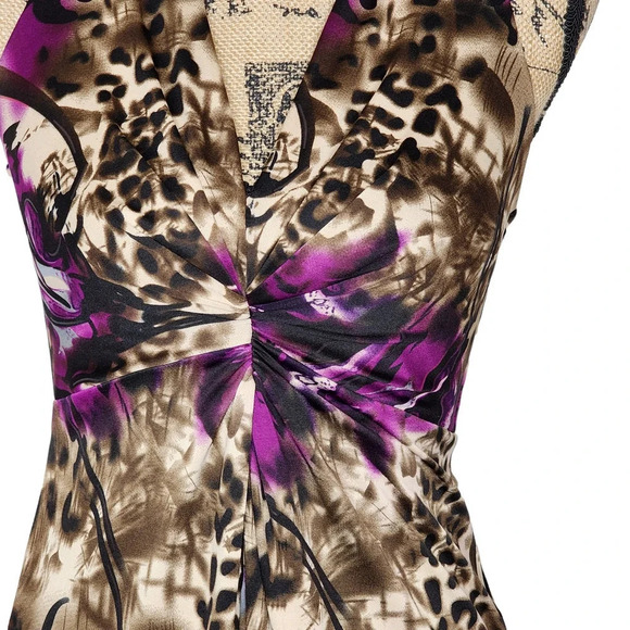 Muse Womens Twist Front Bodycon Animal Print Dress Size 6 Purple Brown - Picture 8 of 10